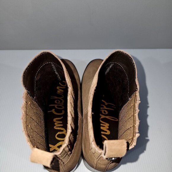 NEW Sam Edelman Kaiti Zip Ankle Bootie Womens 7 Brown Suede Low Heel Western - Picture 8 of 13